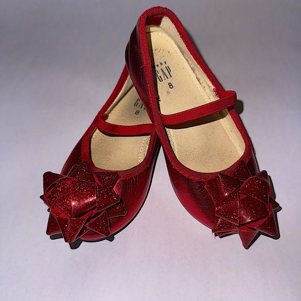 Red Gap toddler Christmas bow dress shoes size 8